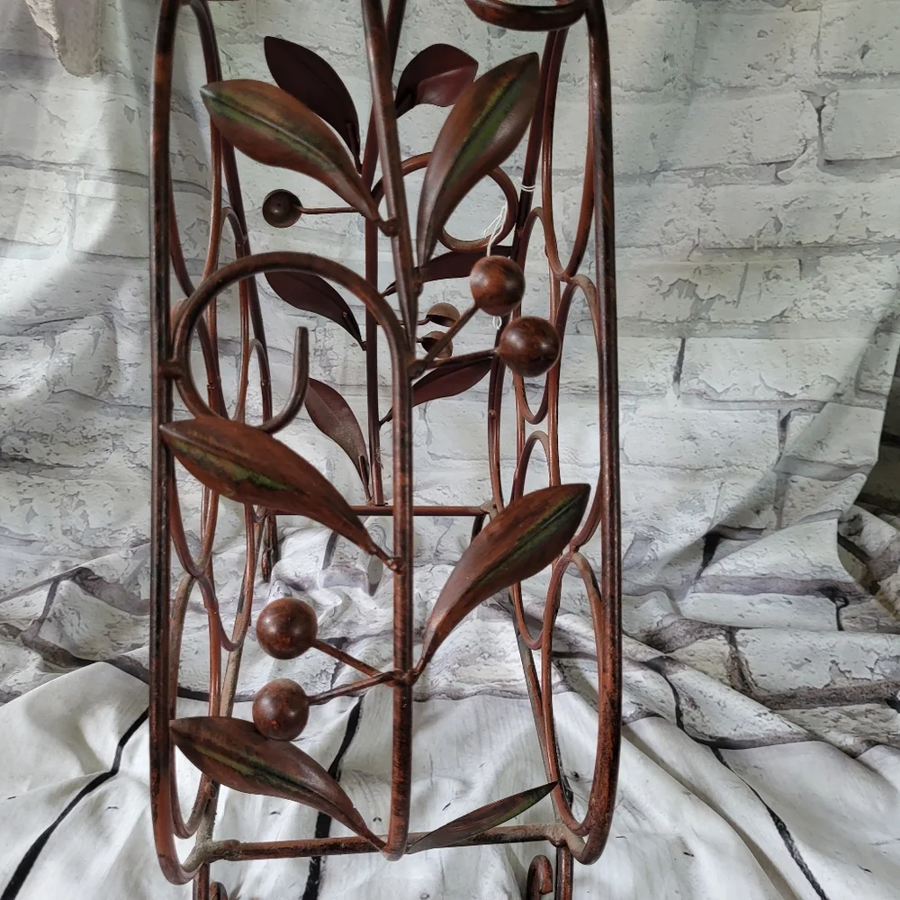 Vintage wrought Iron triangle Wine Rack